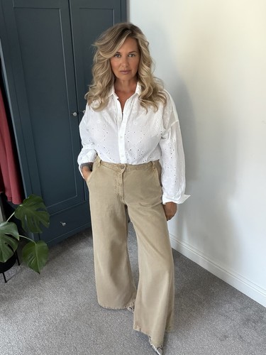 Ladies beige caramel wide - m&s,
