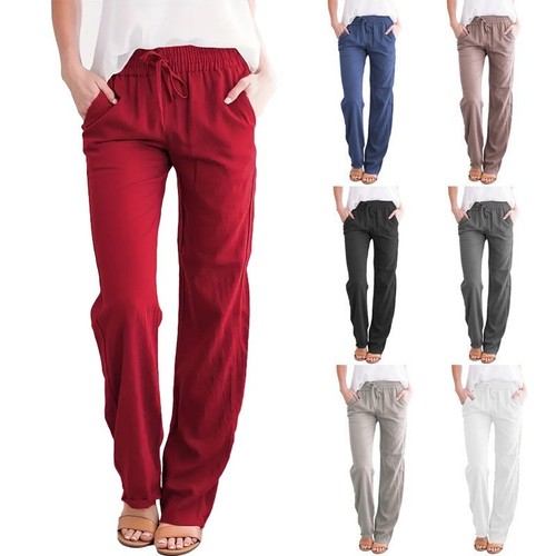 Women cotton linen trousers - women,